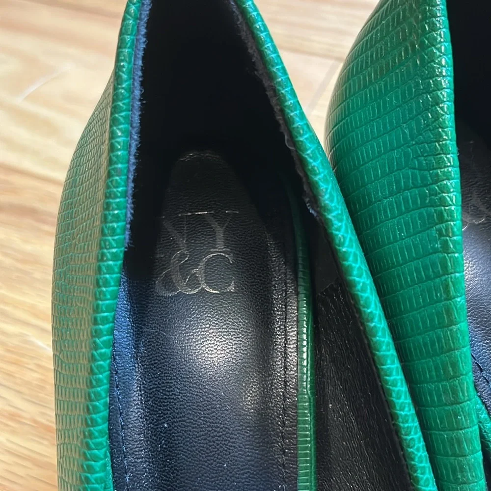 New York & Company green snake skin print pumps sz 10 - Picture 4 of 10